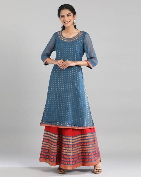 AURELIA Embellished Round-Neck Kurta Suit Set