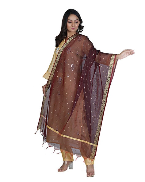 Solid Banarasi  Silk Dupatta Price in India