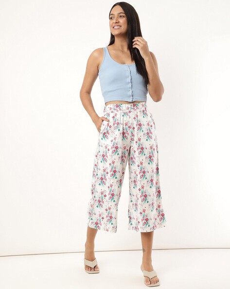 Women Floral Drawstring Loose Trousers Casual Straight Leg Long Pants   Fruugo IN