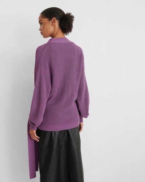 purple tie cardigan