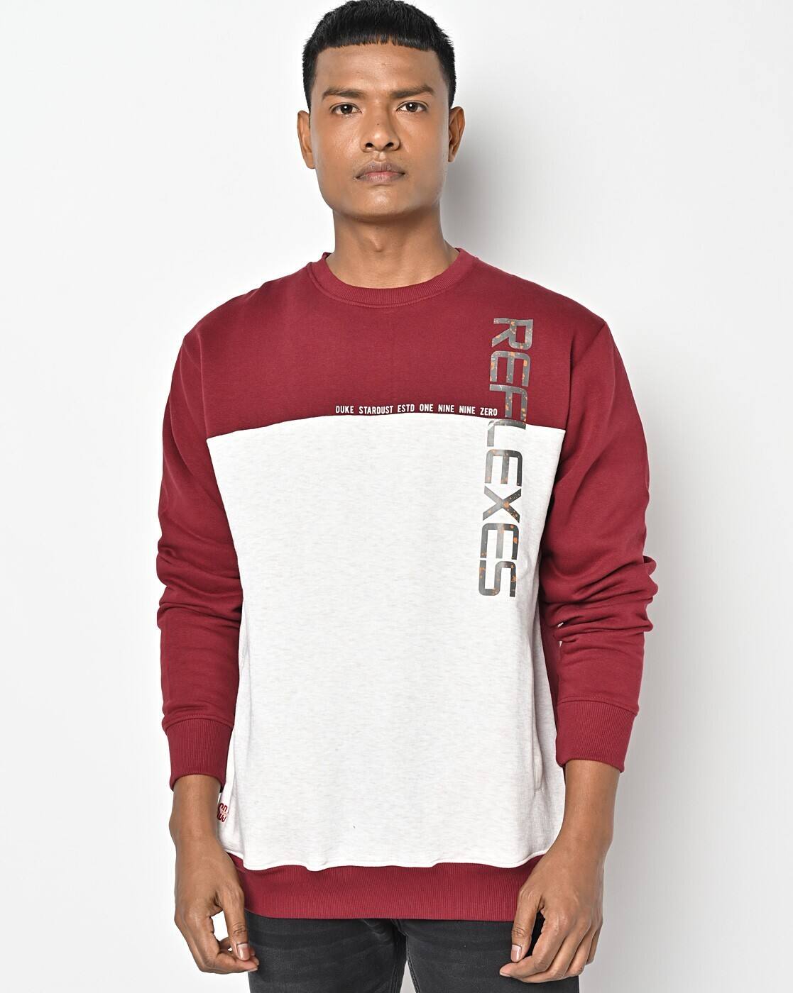 Buy Wine \u0026 Grey Sweatshirt \u0026 Hoodies 
