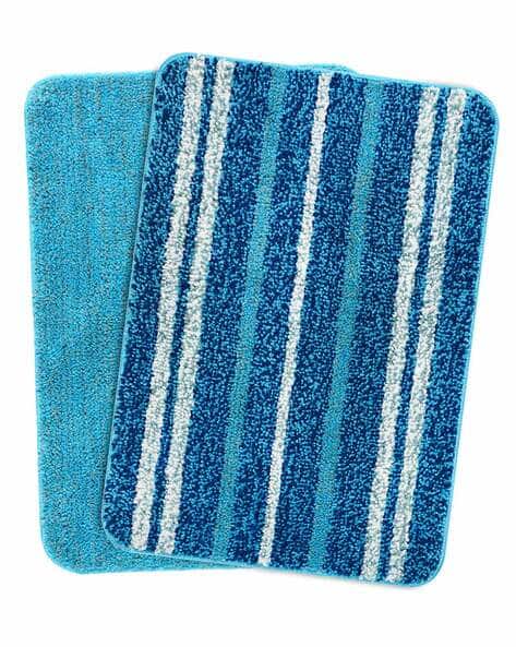 Saral Home Set of 2 Striped Anti-Skid Bath Mats 1.1' X 1.6'