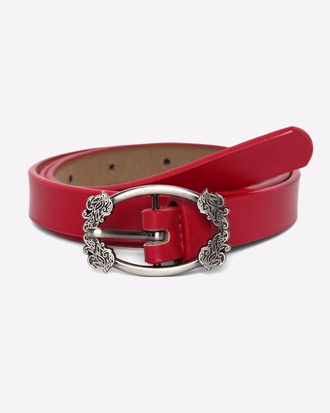 ivorytag burgundy classic belt belt with embossed metal buckle closure