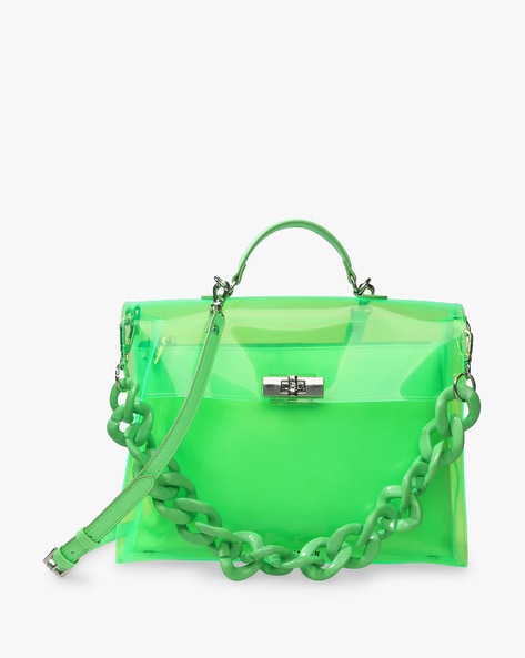 Margaux Lime Green Triangle Top Handle Bag
