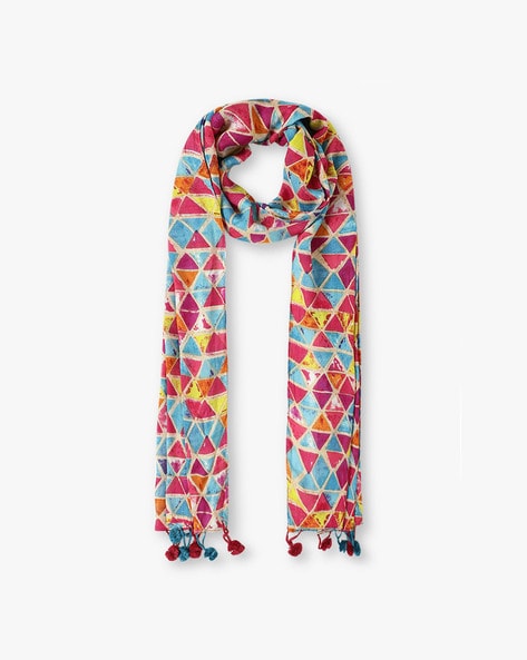 Geometric Print Stole with Tassels Price in India