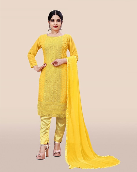 Embroidered  Unstitched Dress Material Price in India