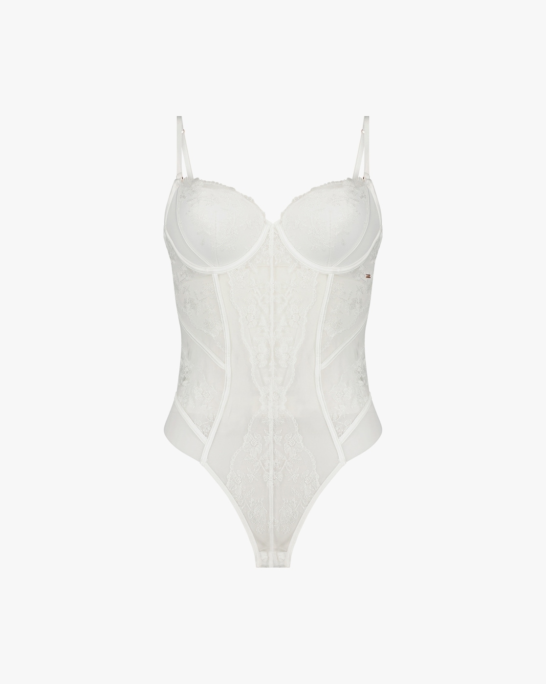 Lehona G-String Cupped Bodysuit - Textured White