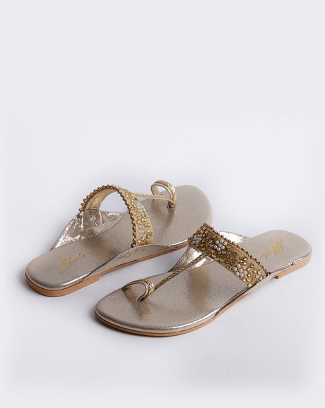 Gold rhinestone flat sandals new arrivals