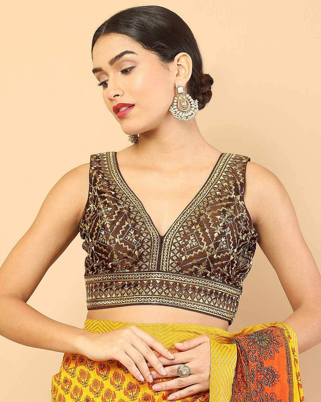 Buy BROWN TRANSPARENT TIE-DETAIL MESH BLOUSE for Women Online in India