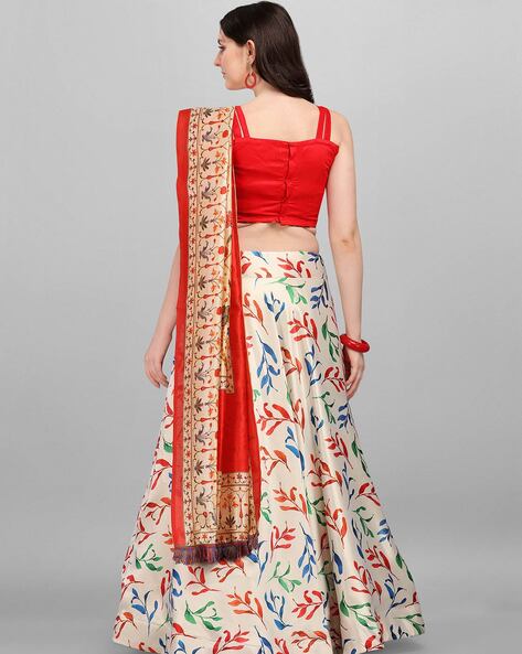 Buy Cream Stonework Raw Silk Readymade Lehenga - Koskii