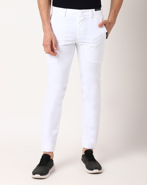 Brand Attitude Slim Fit RNavy Lightgrey and Cream Formal Trouser for Men   Polyester Viscose Bottom Formal