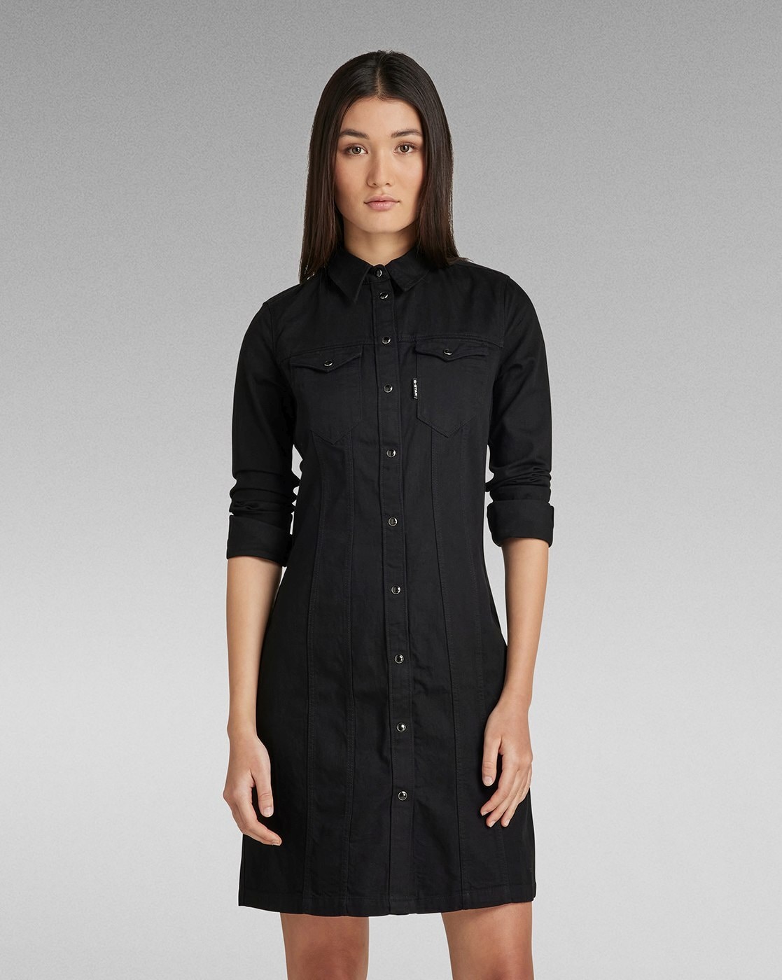 Cotton denim shirt dress - Black - Ladies | H&M IN