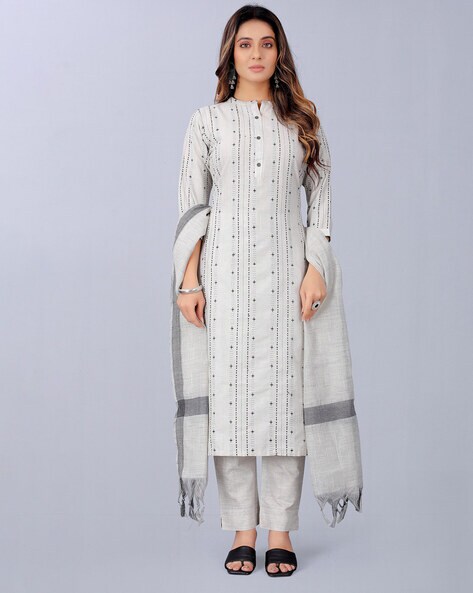 Striped Unstitched Dress Material Price in India