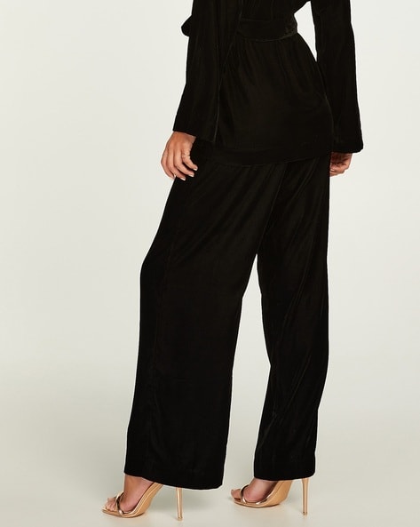 Solid Velvet High Waist Pants Versatile Straight Leg Pants - Temu