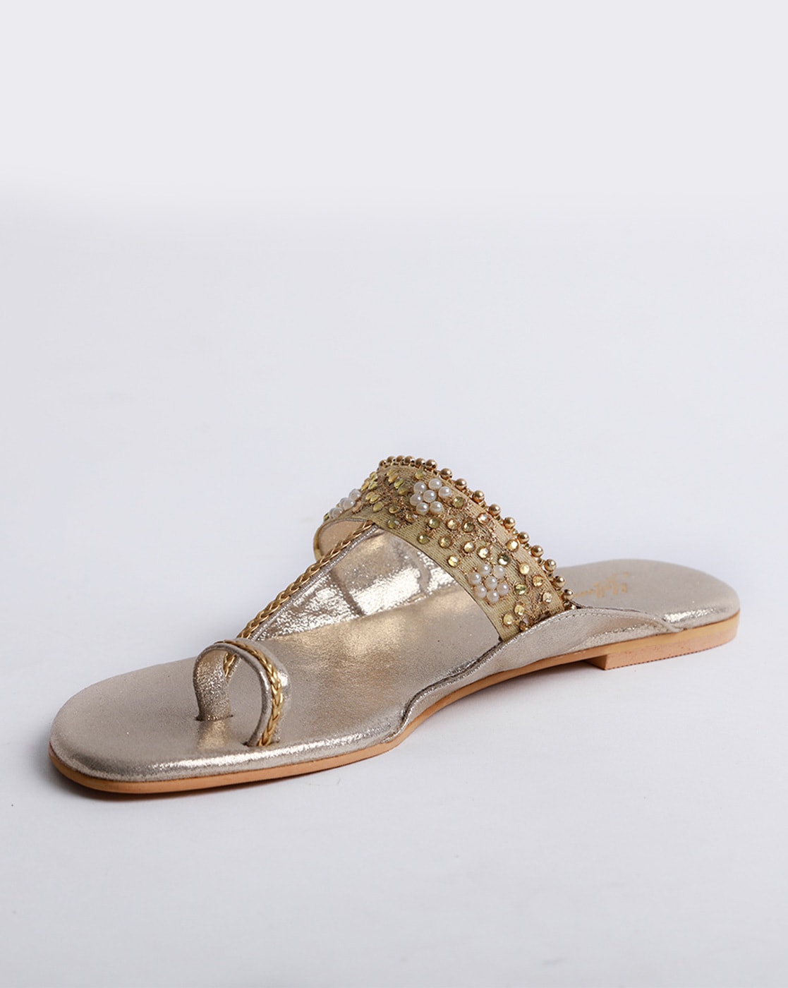 Liliana Metallic Rhinestone Buckle Detail Clear Upper Toe Ring Sandals –  Traffic Shoes