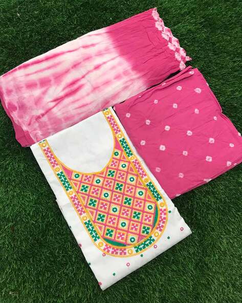 Embroidered Unstitched Dress Material with Dupatta Price in India