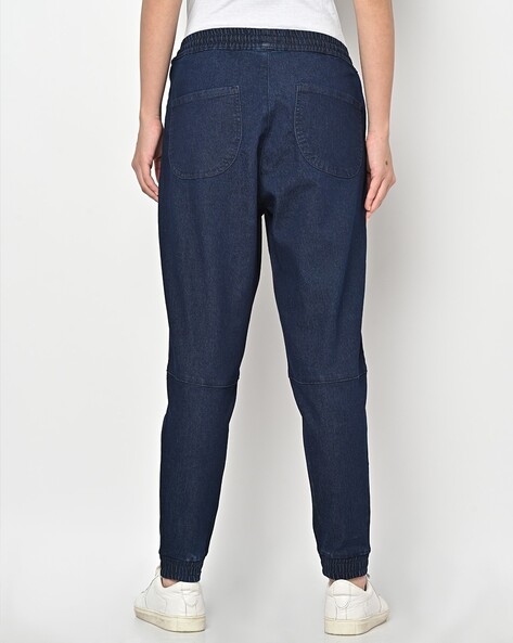 Denim Joggers with Elasticated Drawstring Waist