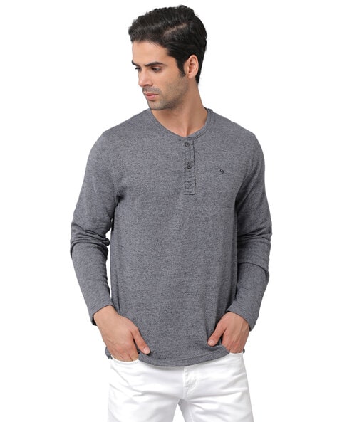 Henley neck t clearance shirts