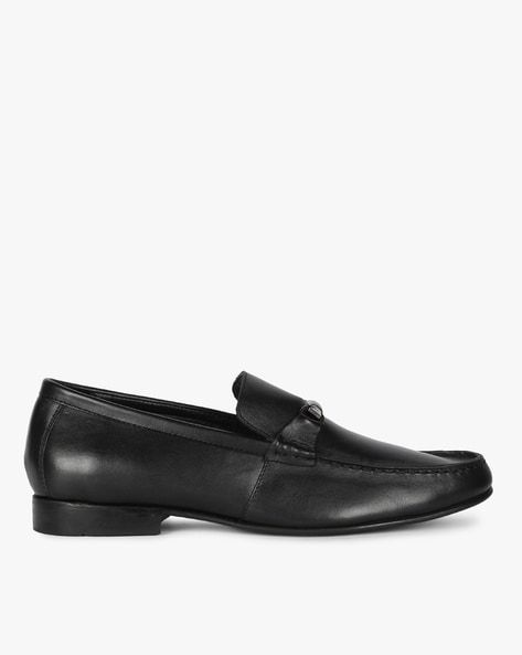 Mens black dress store shoes with buckle