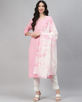 Rani Pink Embellished Kurta Set