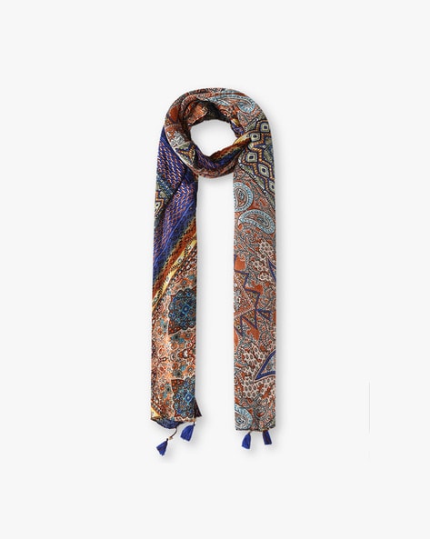 Printed Scarf with Tassels Price in India