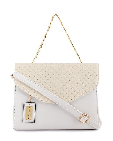 White w/Pink Star Printed Crossbody Purse. BBG60152005 M