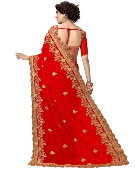 Buy Red Georgette Butta And Silk Chanderi Paisley Motifs Saree With Blouse  For Women by SHIKHAR SHARMA Online at Aza Fashions.