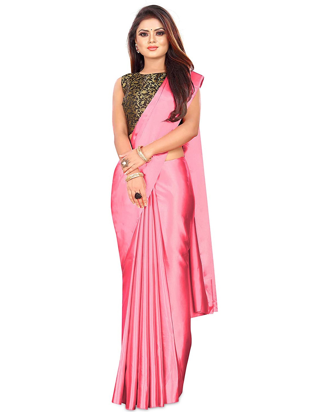 Buy online Women's Solid Pink Colored Saree With Blouse from ethnic wear  for Women by Hritika for ₹1489 at 69% off | 2024 Limeroad.com