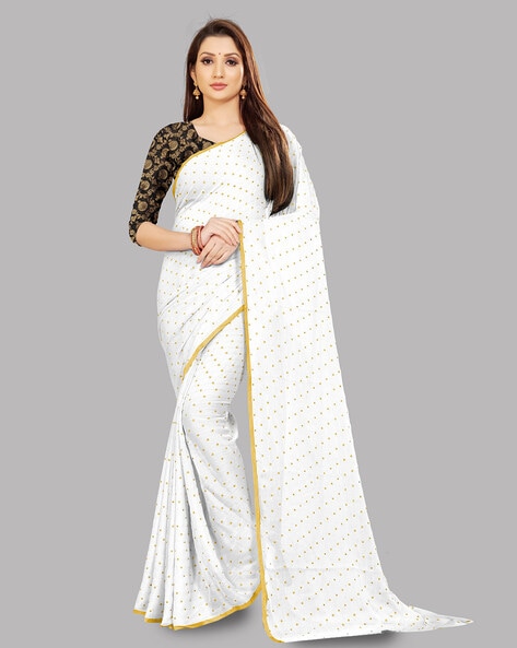 White Color Plain Manipuri Tussar Trending Saree - Clothsvil