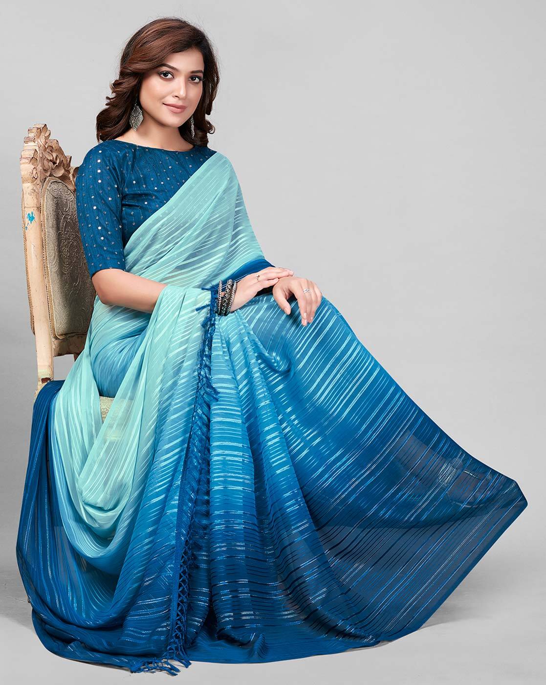 Buy Blue Sarees for Women by PRATHAM BLUE Online | Ajio.com