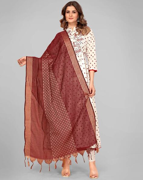 Art Silk Striped Dupatta Price in India