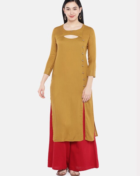 Straight cut long kurtis hot sale online