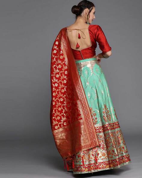 Red Designer Mermaid style bridal lehenga choli with trail and Embroidery  Bespok | eBay