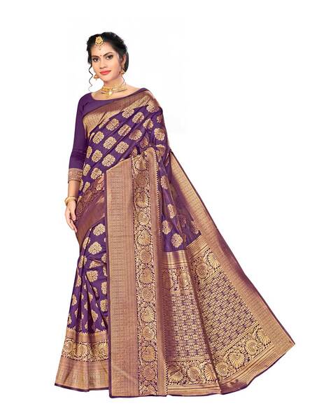 Buy Blue & Purple Sarees for Women by Enlve Online | Ajio.com