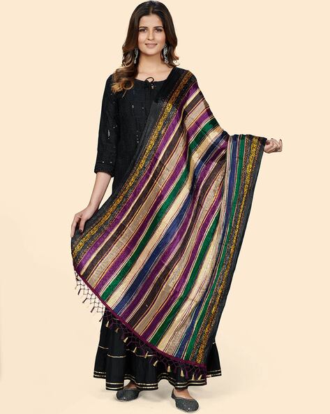 Striped Dupatta with Fringes Price in India