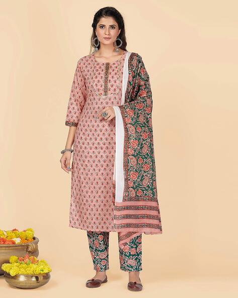 Floral Print Straight Kurta Set