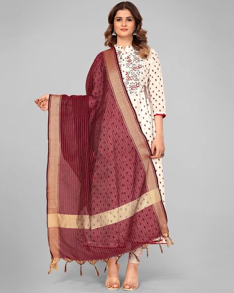 Art Silk Striped Dupatta Price in India
