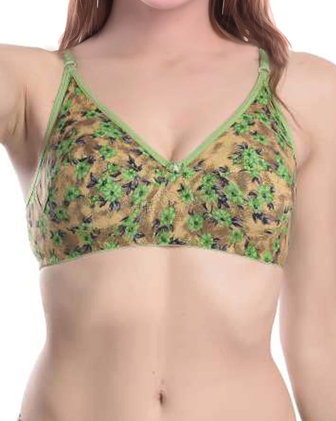 Pure Cotton Printed Green Flower Padded Bra Panty Set at Rs 97/set in  Tronica City