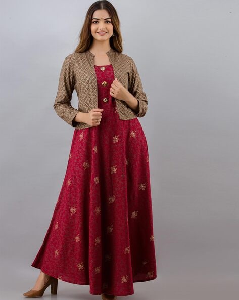 Cute Party Frock Coat Style with Embroidery work