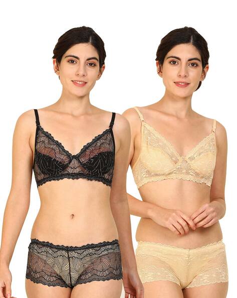 Buy online Pack Of 2 Laced Bra And Panty Set from lingerie for Women by  Abelino for ₹1559 at 61% off