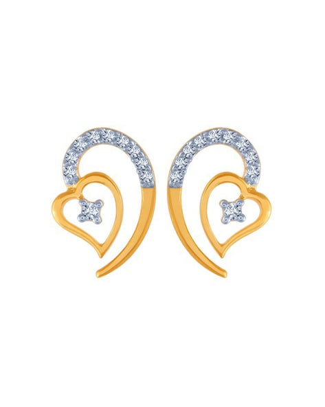 P.C Chandra Jewellers 18KT (750) Yellow Gold & Diamond Geometrical Stud  Earrings - 0.9 Grams : Amazon.in: Fashion