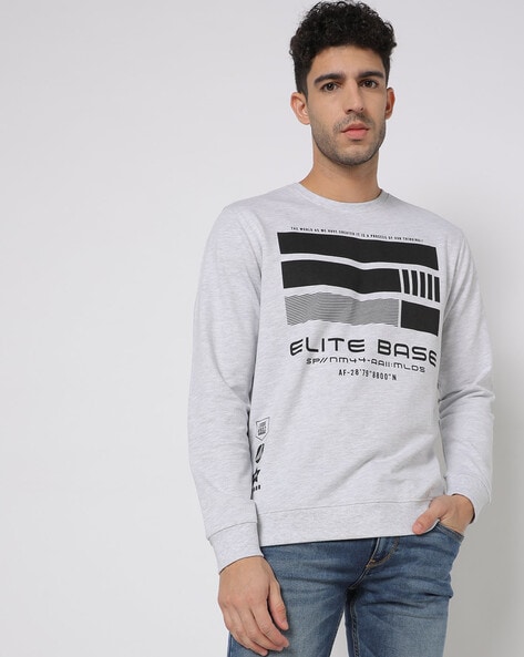 Mens Casual Crew Neck Graphic Sweatshirt