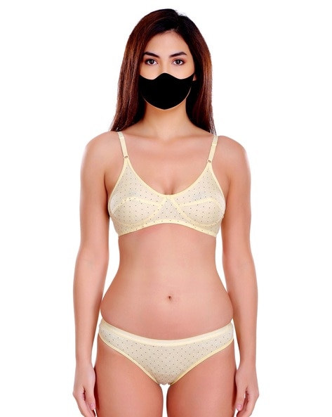 Buy online Yellow Net Bras And Panty Set from lingerie for Women