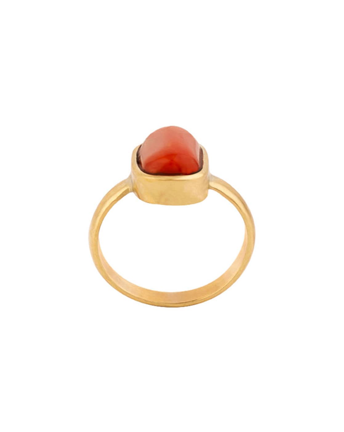 Unique 18K Gold Vermeil Red Coral Gemstone Oval Shape Stackabale Ring -  Jewelry Women Accessories | World Art Community