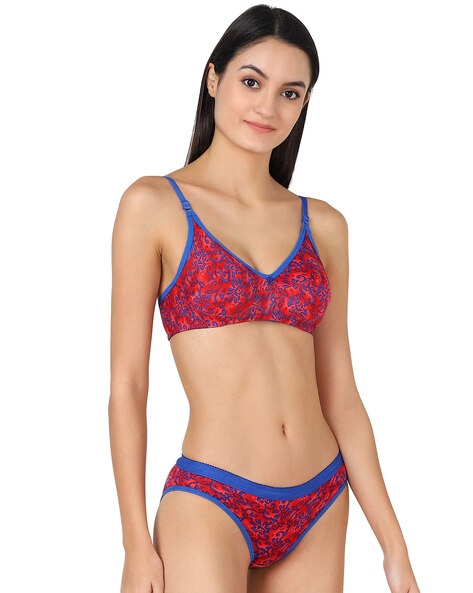 Floral Print Minimizer Bra & Panty Set