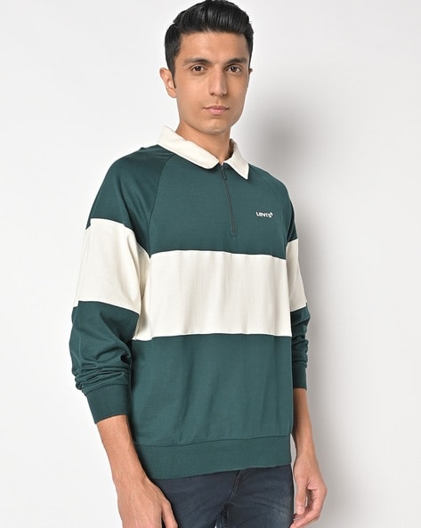 Green and white sweatshirt sale