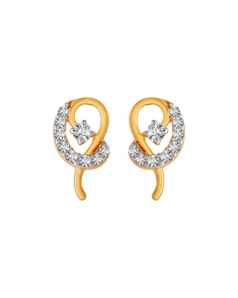 Wave Style 18K Diamonds Gold Earrings | PC Chandra Jewellers