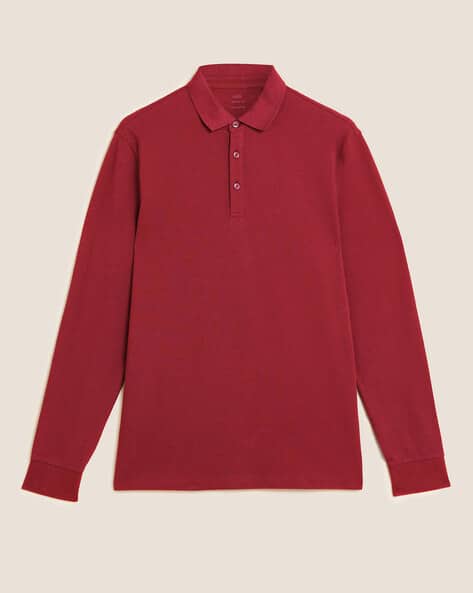 Pure Cotton Long Sleeve Polo Shirt