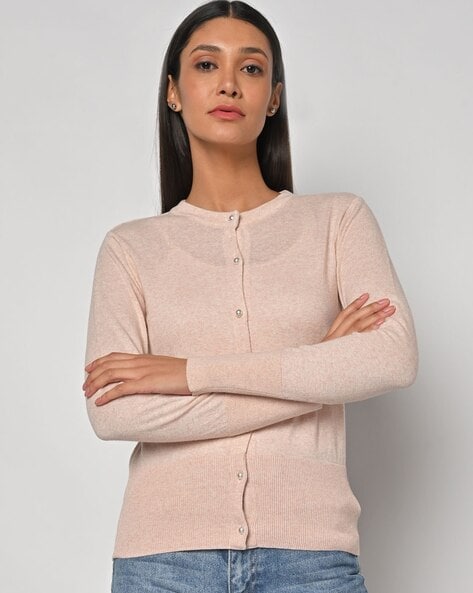 Buy Light pink Sweaters Cardigans for Women by Outryt Online Ajio