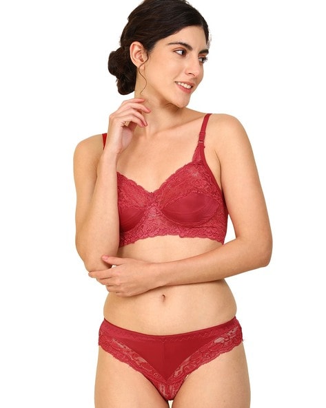 Red Lace Bra Panty Set / Women's Red Bra Panty Set / Lingerie Set